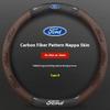 For Ford Mondeo Focus Raptor Puma Edge Explorer Ecosport Ranger F150 Kuga Car AntiSlip Carbon Fiber Leather Steering Wheel Cover UR1