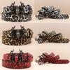 Y2K Leopard Print Rhinestone Spider Buckle Punk Leather Belt for Women