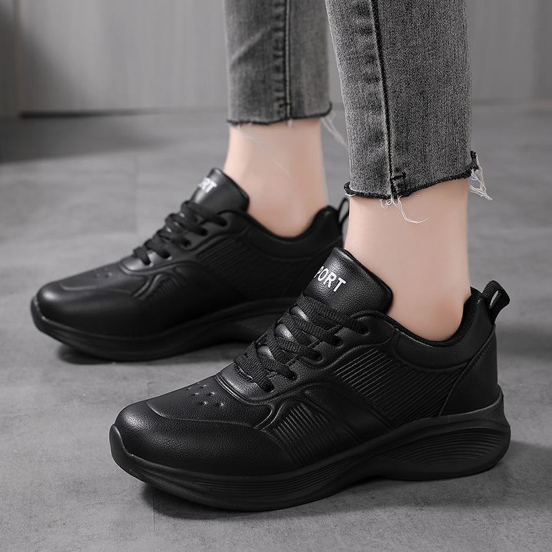 Sneakers Women's white shoes Women's flat-bottomed leather surface waterproof sports and leisure shoes Soft sole wear-resistant ultra-light