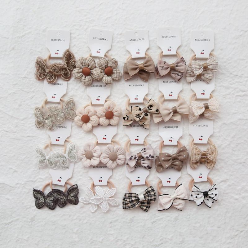 10Pcs Trendy Handmade Elastic Lovely Hairbands Children'S Flower Hair Accessories Hair Bow Headwear Rope Cute Girls Hair Bands