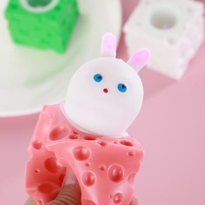 Zabawka do ściskania z serem królik ulga w lęku króliczek kubek serowa zabawka fidget powoli podnosząca relaks piłka antystresowa symulowana serowa zabawka sensoryczna