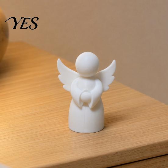 Desktop Angel Ornament 3D Printed Figurine, Little White Guardian Statue, Home Decor Figure Healing Winged for Shelf Mini Statue