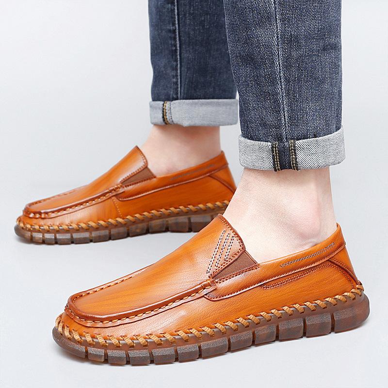Spring and Summer 2025 Large Size Men's Handmade Leather Shoes Genuine Leather Foreign Trade One Pedal Men's Shoes Popular Business