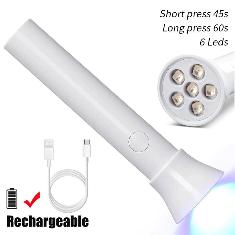 

Перезаряжаемый USB УФ светодиодный фонарик для ногтей Лампа для ногтей 6 светодиодных бусин Быстросохнущая ручная сушилка для ногтей 18 Вт Машинка для сушки геля для ногтей Инструмент для дизайна ногтей белый