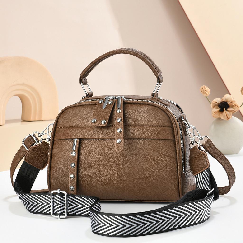 Pu Leather Shoulder Bag With Zipper Pockets And Adjustable Strap For Daily Use