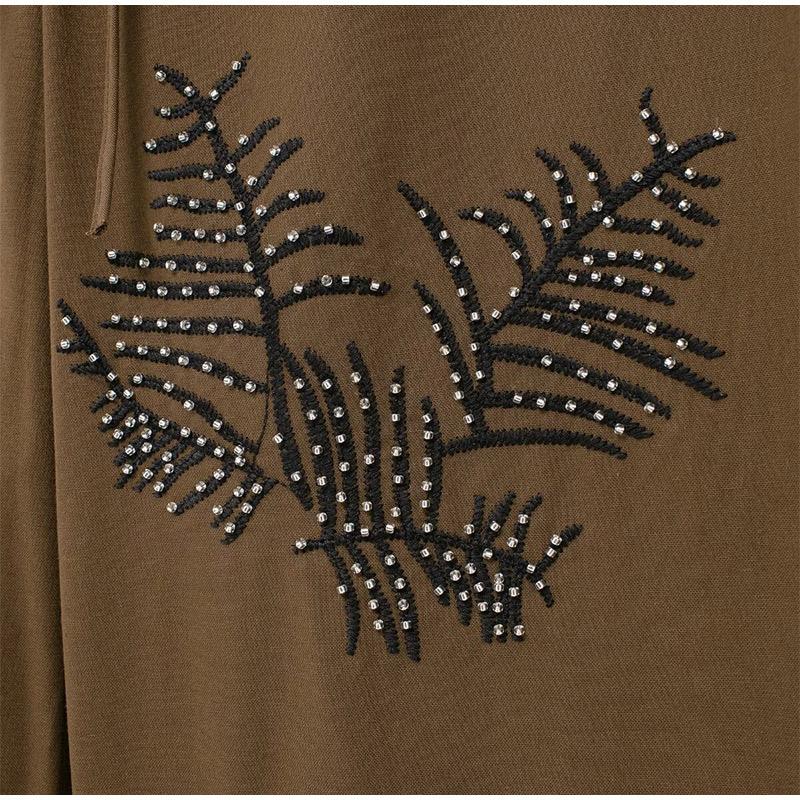 Mode Stickerei Hosen Frauen Retro Mittlere Taille Breite Bein Schnürhose Weibliche Sommer Herbst Lose Street Pant