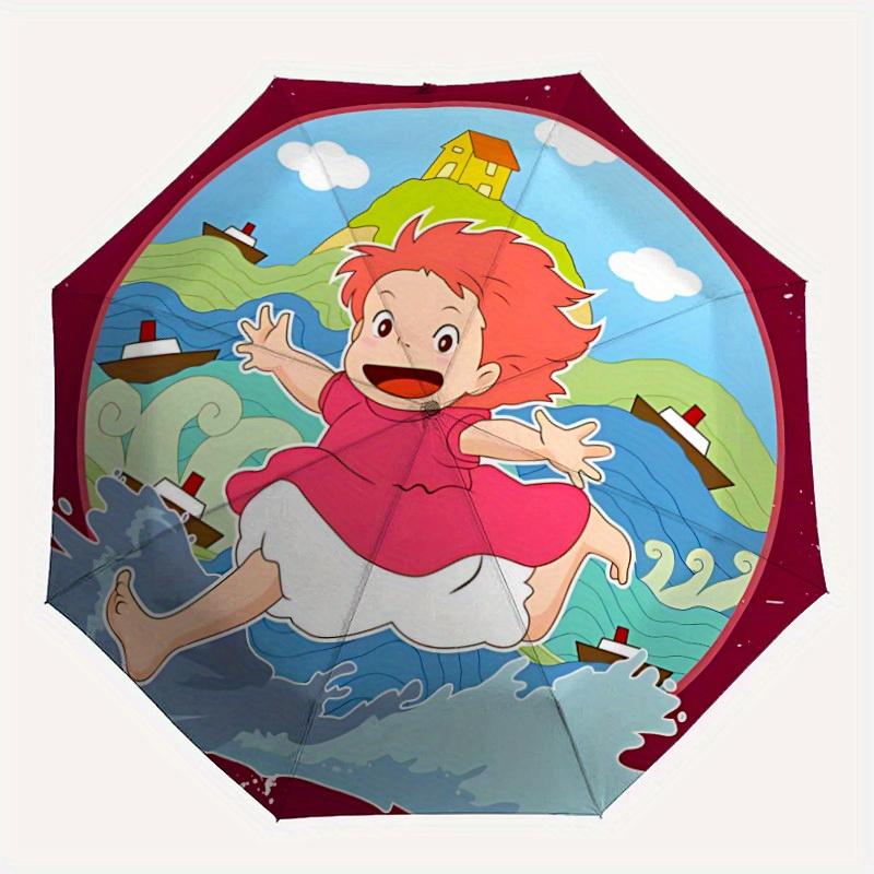 

Ponyo Automatic Cute Umbrella - Foldable with 8 Iron Ribs, Portable for Outdoor, Gift, Outdoor Umbrell, Playful Accessory, Durable High Qual