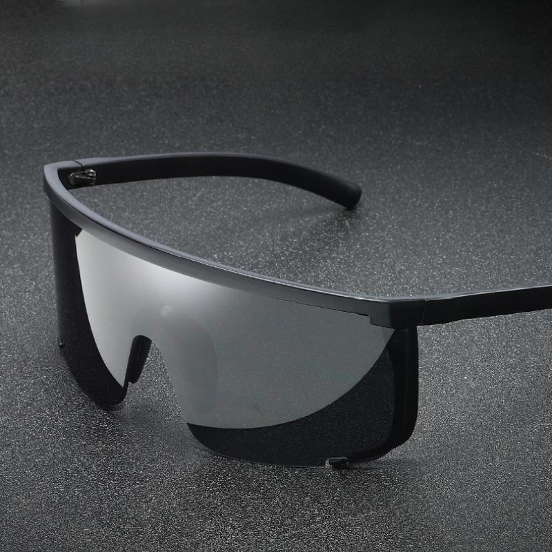 Non-polarized Fashion Integrated Design Large Frame Anti Blue Light Sunglasses Men Women Outdoor Sports Riding Wind Resistant Protection Eyeglasses