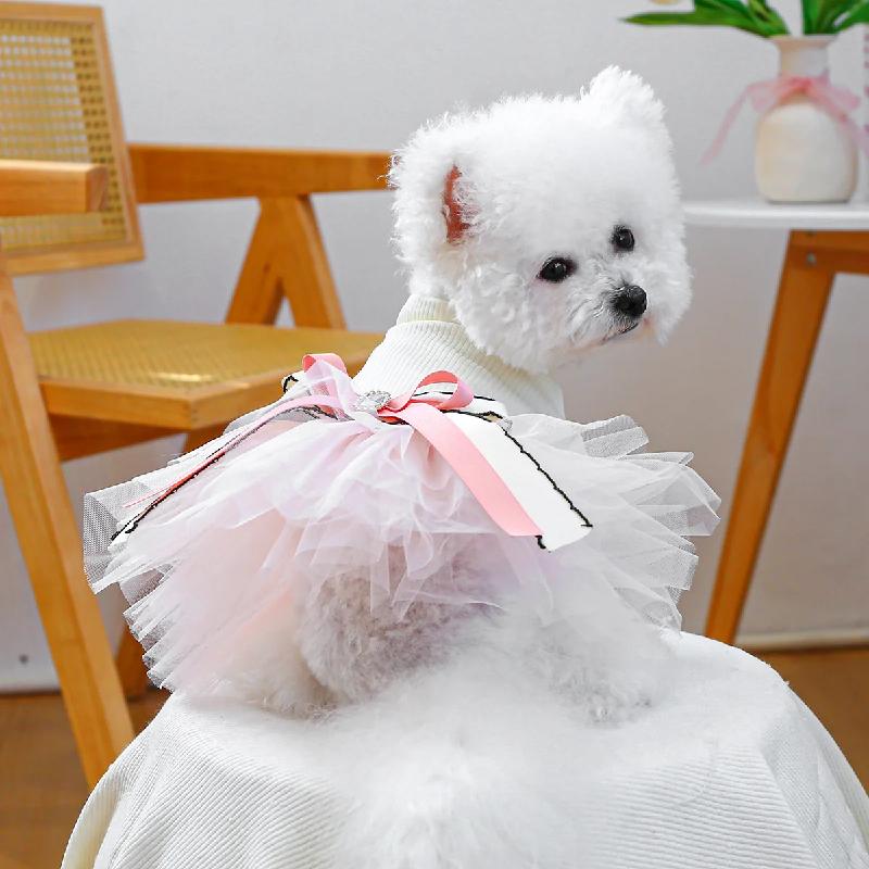 Fancy Dog wedding Dresses with Leash Ring Doggy Cat Tutu Skirt Puppy Kitty Birthday Party supplies pet formal wear pet clothes