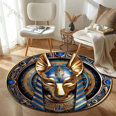 1PC Ancient Egyptian Mythology's God of Death Print Round Rugs Carpet Child Room Floor Mats Playroom Upholstery Living Room