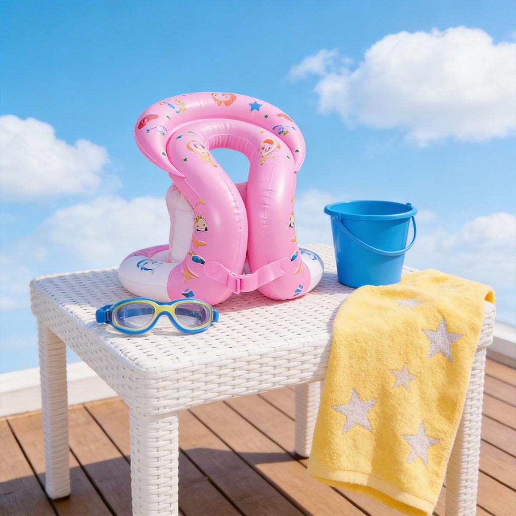 Childrens Nylon Cartoon Design Swimsuit Float Vest With Safety Buoy For Kids