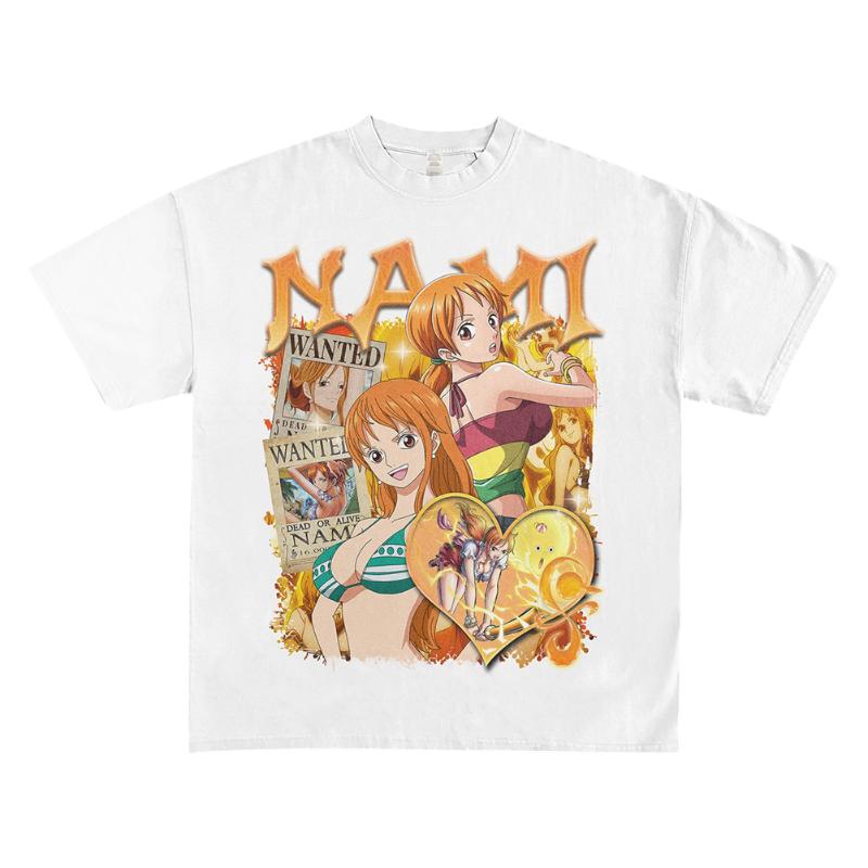 

One Piece Nami Wanted Collage Kawaii Aesthetic TShirt Men Women Soft Cotton Anime Tee Cute Casual Loose Short Sleeve Top S