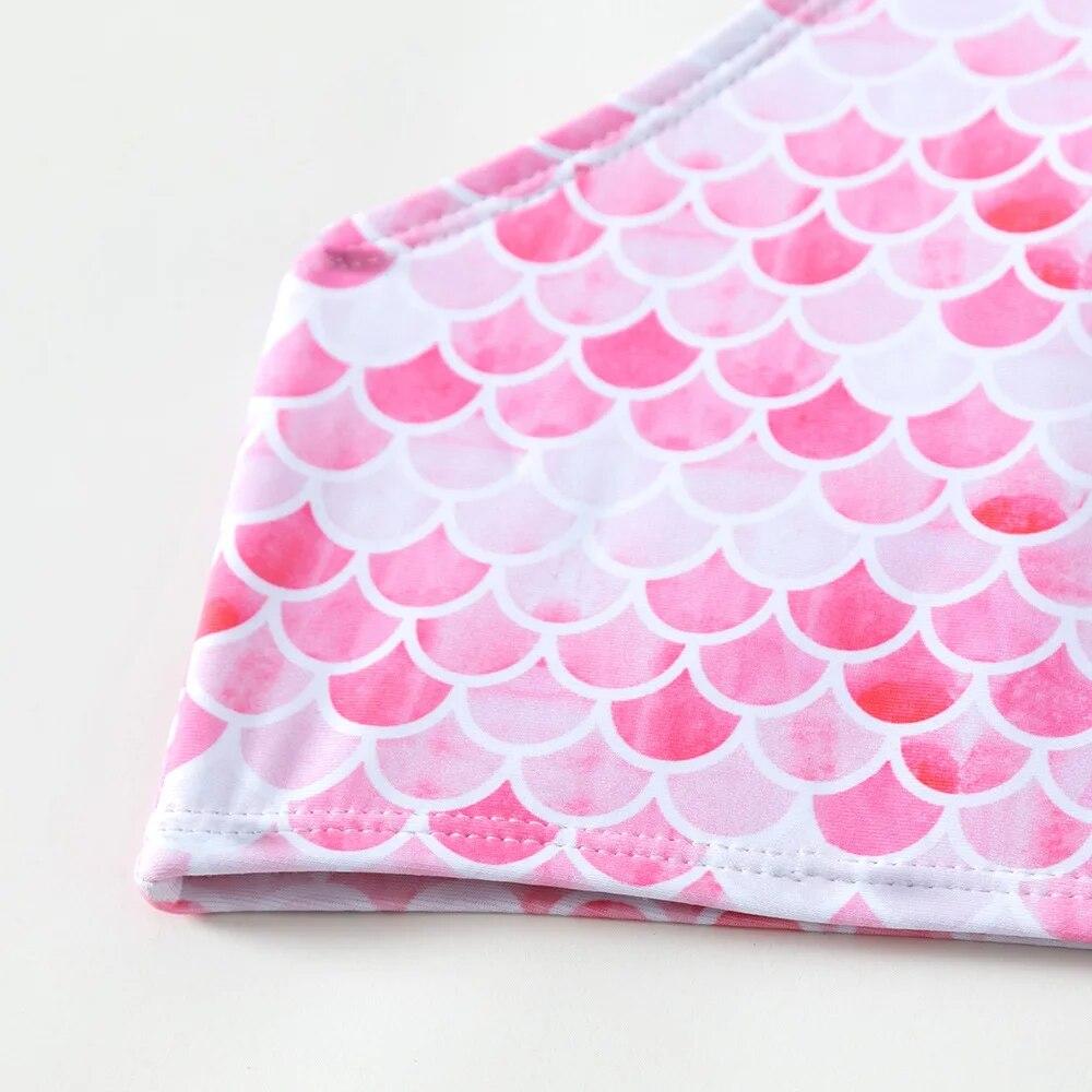 Princess Pink Mermaid Girls Two Piece Swimwears 5-15 Years Swimming Suit for Teenage Girls Split Strap Swimsuit