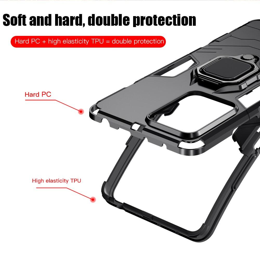 KEYSION Shockproof Armor Case for Redmi Note 12S 12 Pro 4G Silicone+PC Ring Stand Phone Cover for Xiaomi Redmi Note 12 Pro+ 5G