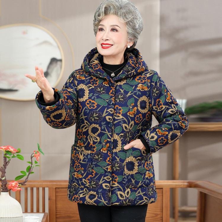 

Модная хлопковая куртка и куртка для женщин 70 лет 80-летняя пожилая леди Хлопковая куртка с капюшоном Одежда для матери Утепленная хлопковая куртка 6XL