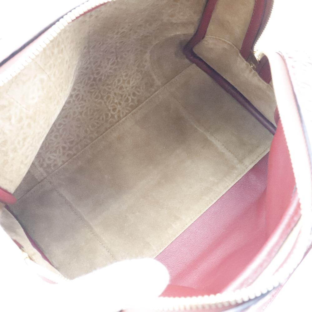 Loewe Amazona 75 Handbag Repeat Anagram 2WAYShoulder Red Calfskin Women Used