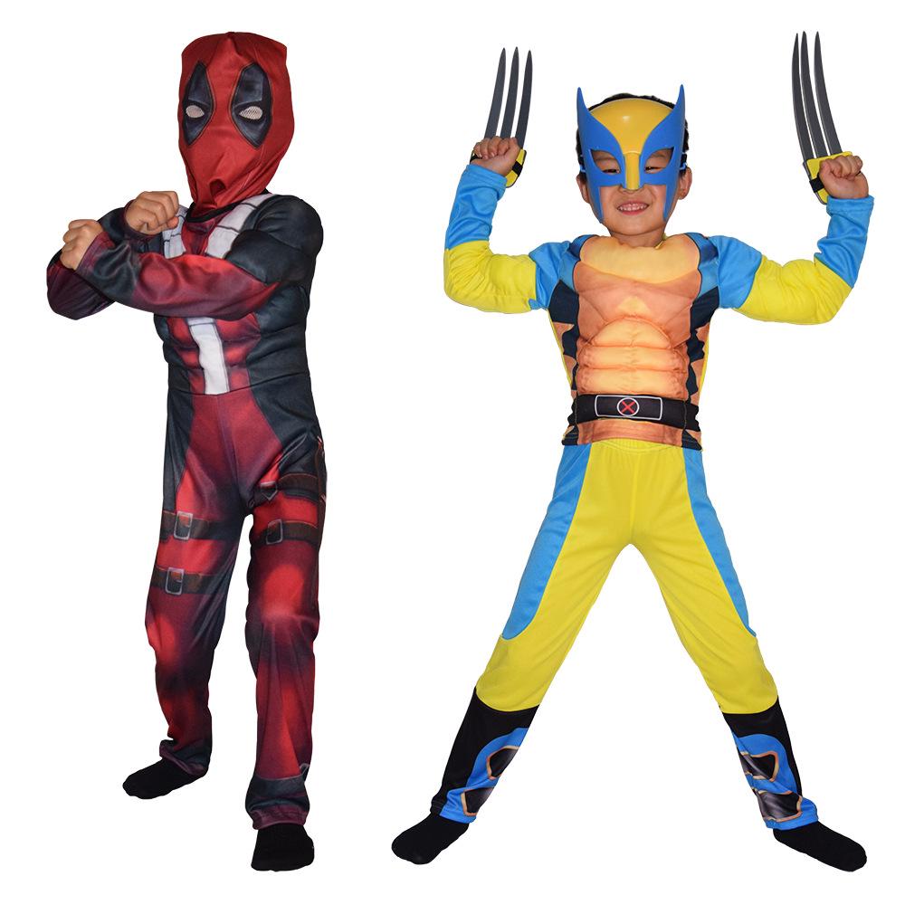 Avengers Wolverine Thor Deadpool Captain America Kids Superhero Muscle Suit Costume