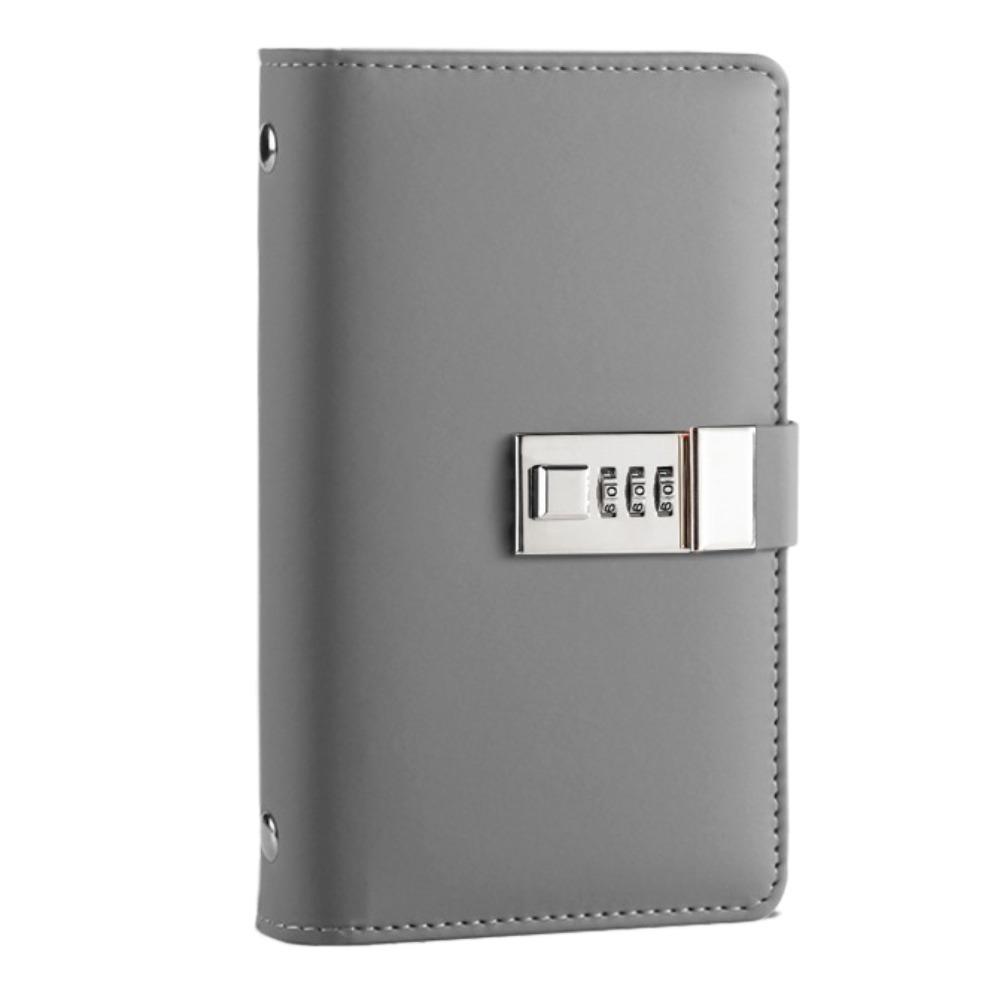 

A6 Code Notebook for Money Solid Color Leather Password Savings Book Cash Budget Ledger School серый