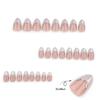 24 Peças de Unhas Postiças Amêndoa Curta com Pontas Francesas Brancas com Design de Linha Dourada 3D para Decoração de Manicure DIY Nail Art