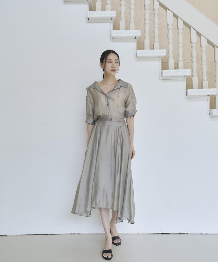 Eima Satin Open Collar Dress_3Color