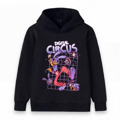 Bluza z kapturem dla dzieci, chłopców i dziewczynek, z zabawnym nadrukiem postaci z kreskówki Digital Circus, casualowa, z długim rękawem, na co dzień, do szkoły i na zewnątrz
