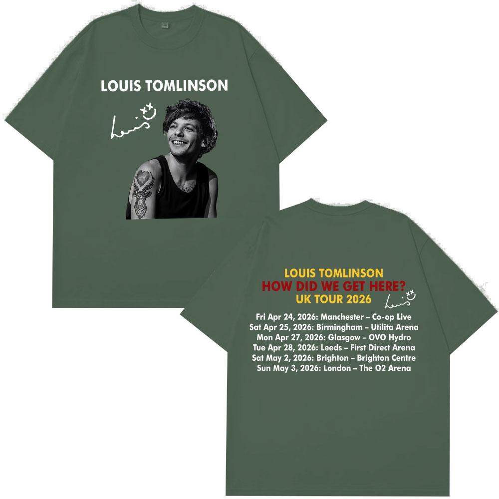Cantante Louis Tomlinson How Did I Get Here Tour 2026 Stampa Maglietta Unisex Unisex Hiphop Maglietta Cotone Manica Corta Moda Magliette