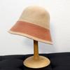 Women Retro Color Blocked Autumn and Winter Knitted Hat Versatile Casual Fisherman Hat