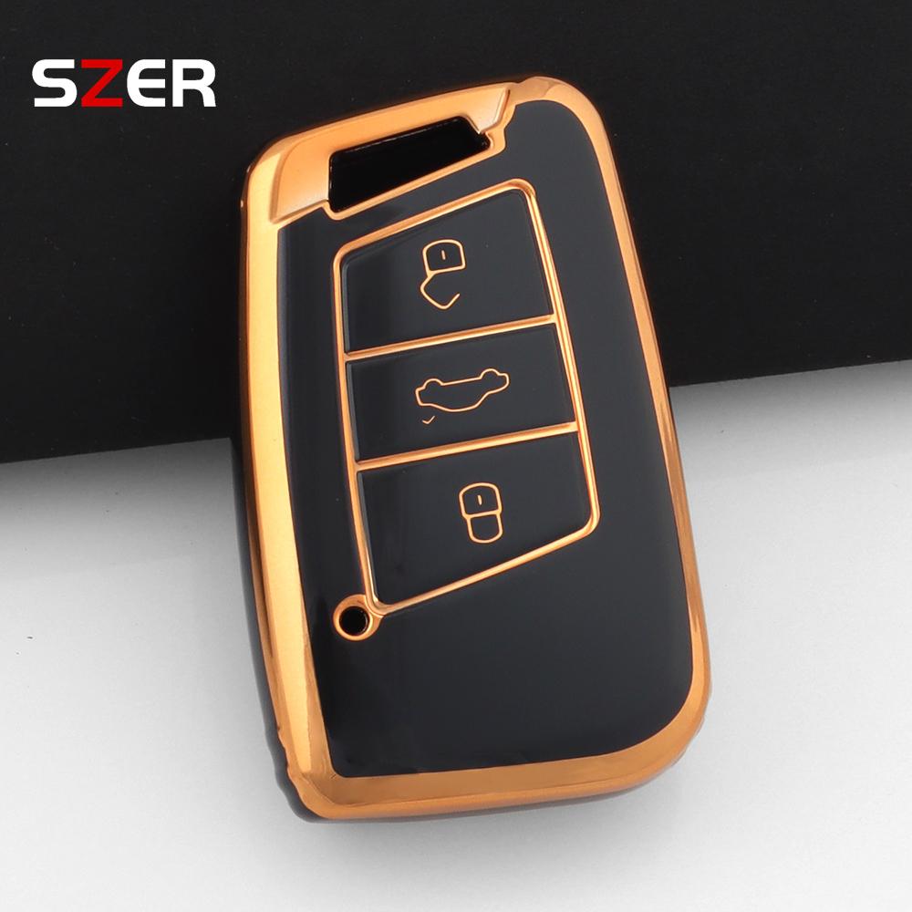 Tpu Car Key Case Cover Bag Shell For Vw Volkseagen Passat B8 Magotan For Skoda Superb A7 Kodiaq Seat Fob Keychain Accessories