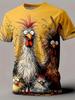 [Druckdesign - Nicht strukturiert] Humorvolles Herren-T-Shirt Tier Hühnerprint Sommerlich Lässig Kurzarm-T-Shirt Streetwear Rundhals Pullover Herren