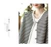 Spring Striped Webbing-Edged Single-Breasted Long Sleeve Women's Jacket Cardigan