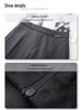Women's Spring 2025 High-End Black Pleated Irregular Midi Skirt