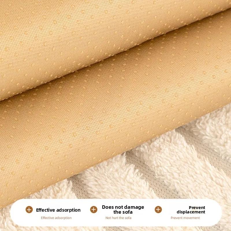 Cream Thicken Plush Sofa Cushion Cover Jacquard Winter Sofa Towel Non-slip Couch Furniture Protector for Living Room
