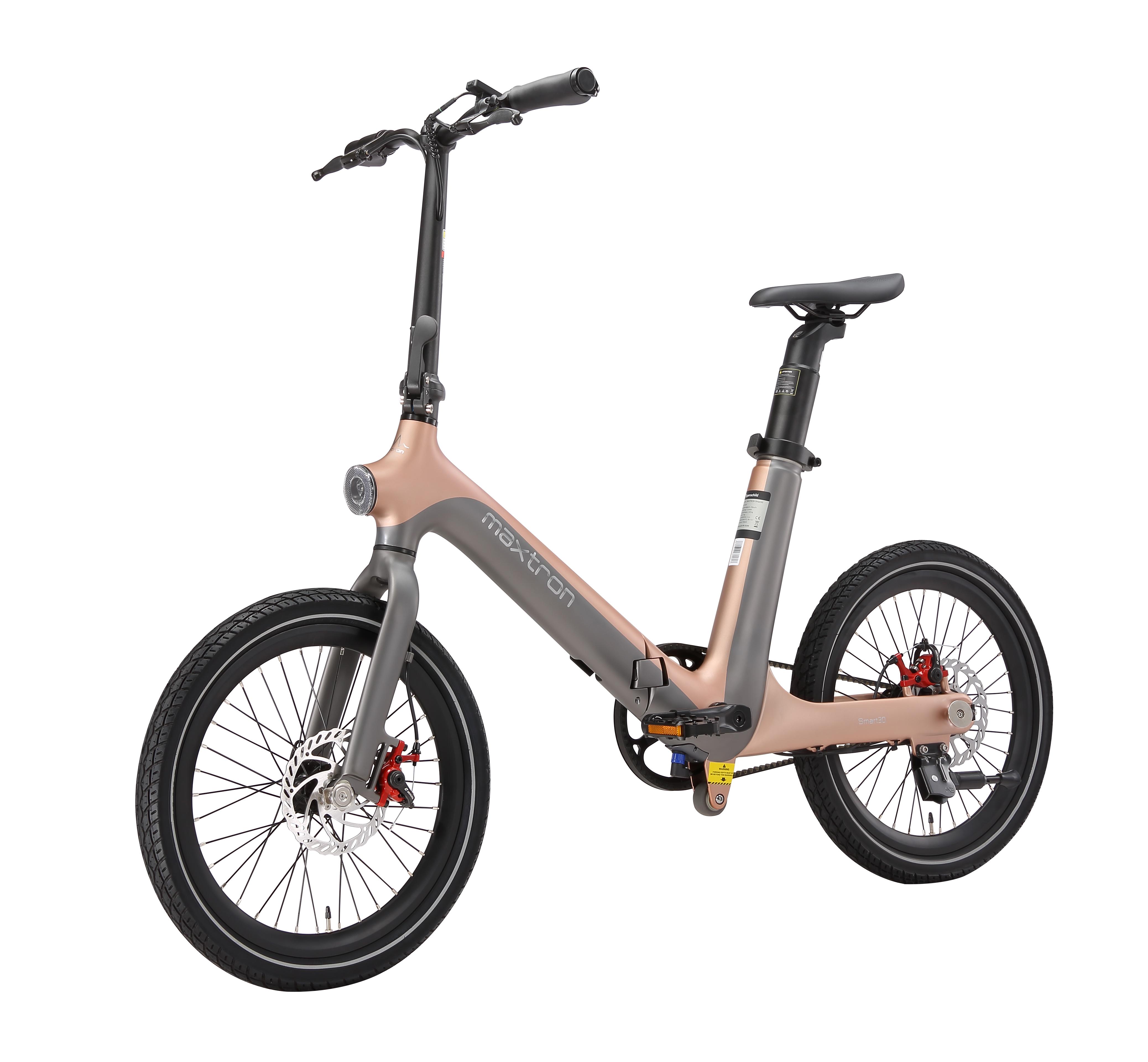 Maxturn Smart 30 Dospelácka E-Bicykel 250W Motor 36V9.6AH Batéria Ľahký Mestský E-Bicykel Maximálne Zaťaženie 120KG Prenosný Mestský Commuter Elektrický Bicykel zlatá