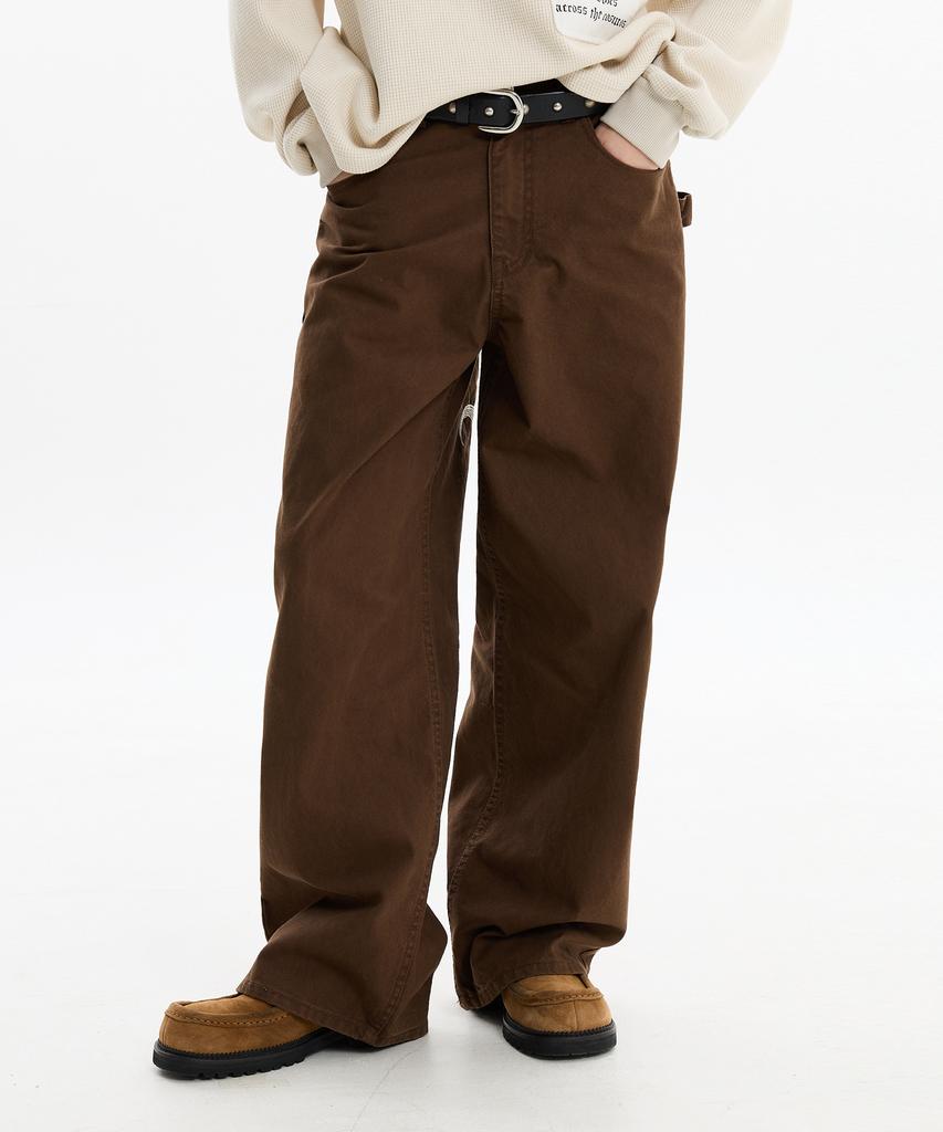 HOODHOOD Hd Chain Embroidery Cotton Pants Brown
