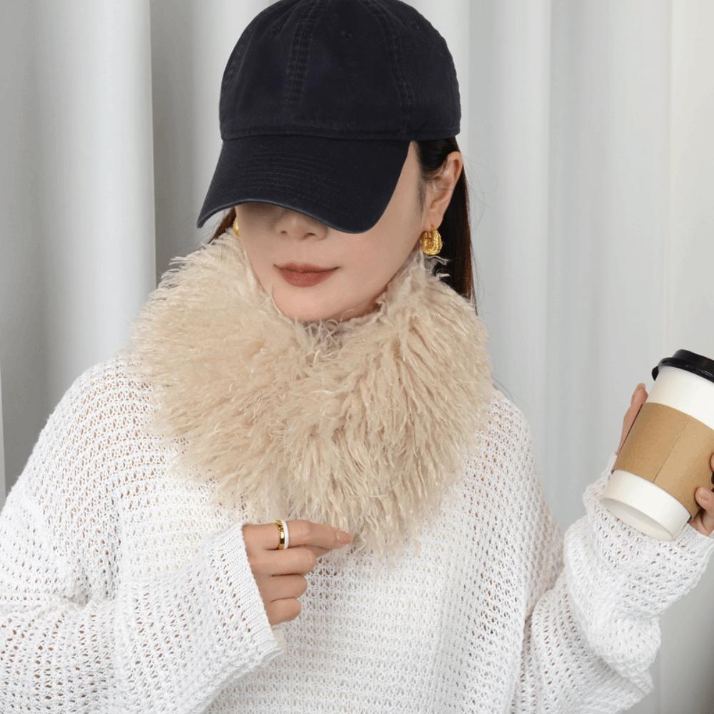 Solid Color Plush Scarf Versatile Neck Protection Scarf Cozy Imitation Wool Scarf For Women