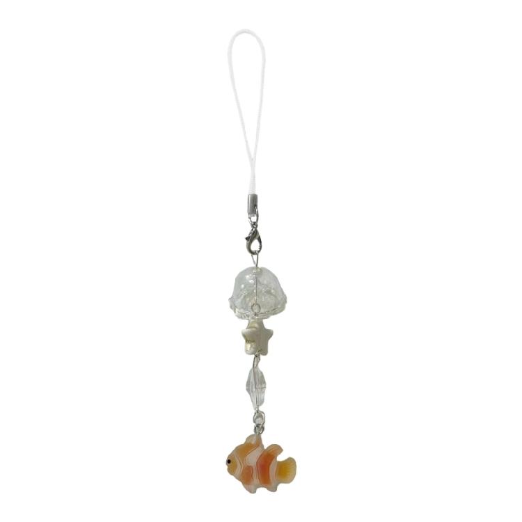 

Fashionable Clownfish Cellphone Hanging Charm Acrylic Beaded Keychain Decoration Versatile Bag Pendant Accessories жёлтый