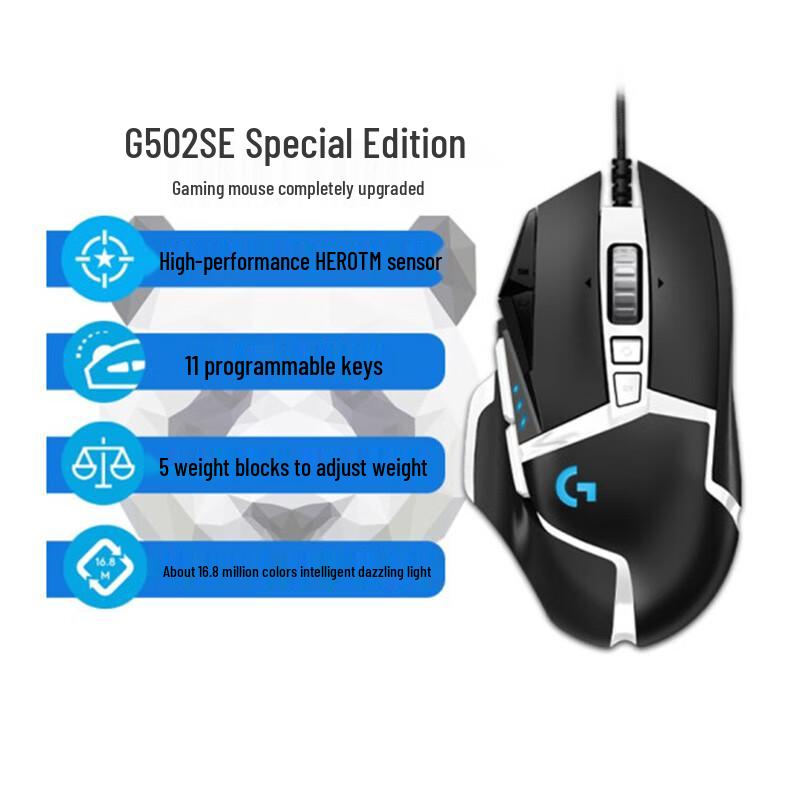 Logitech G502SE Hero Panda Edition Wired Gaming Mouse