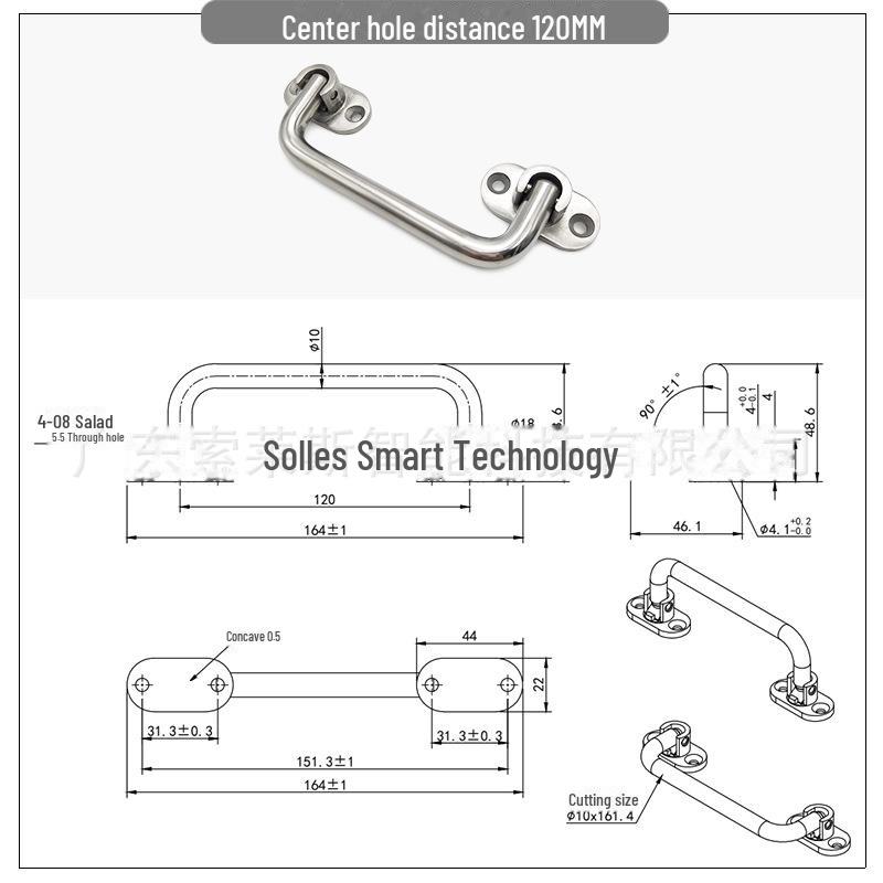 304 Stainless Steel Heavy-Duty Folding Handle for Industrial Equipment