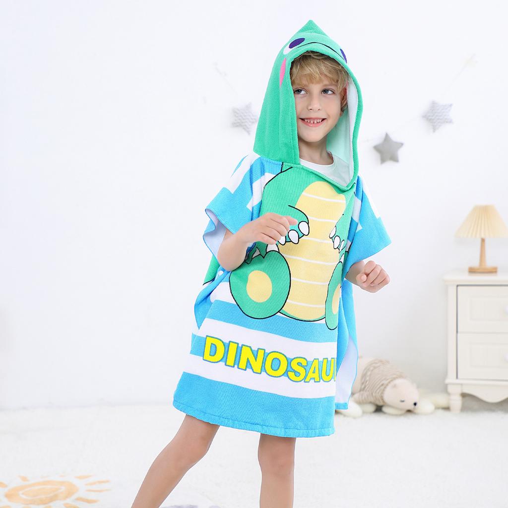 Sommer-Mikrofaser-Badeponcho mit Aufdruck für Kinder, Badetuch mit Kapuze, das nicht fusselt oder ausbleicht, Alter 2-10