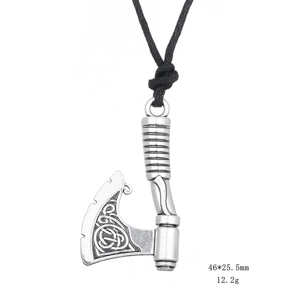 Viking Axe Necklace for Men Norse Runes Compass Pendant Vintage Amulet Jewelry Male Boy Gifts