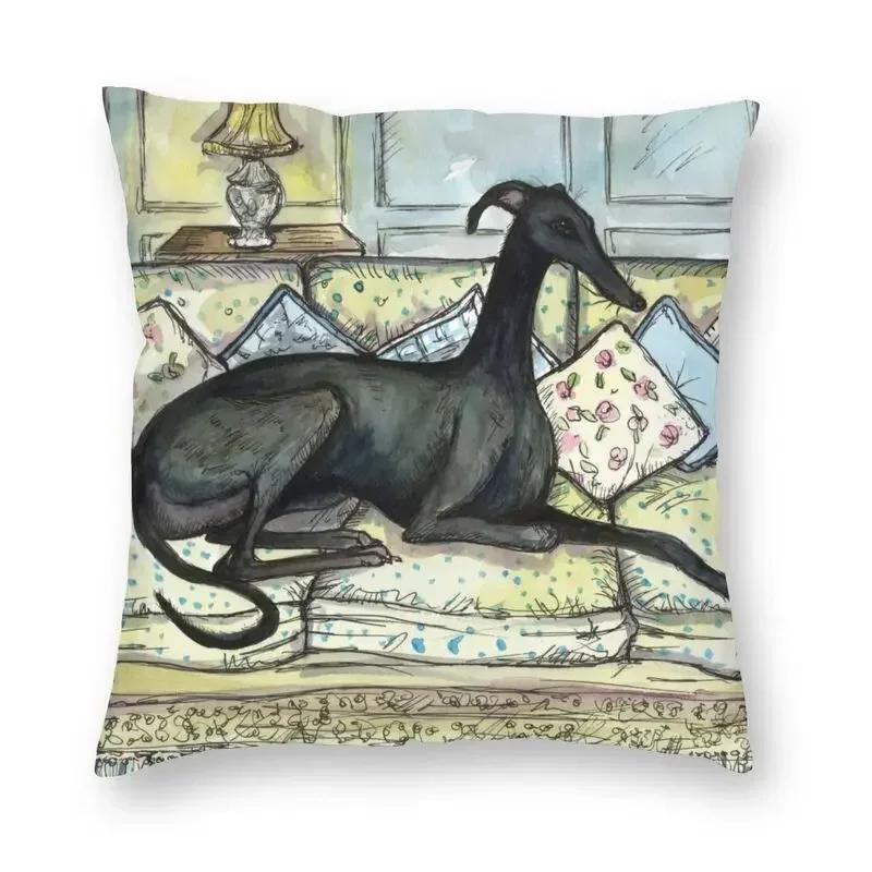 Greyhounds With Gold Collars Pillow Case Home Decorative Sihthound Dog Nordic Cushion Cover Velvet Pillowcase For Sofa