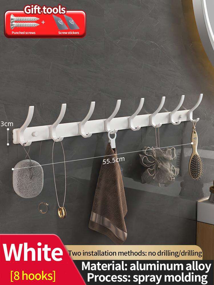 No Drill of Door Hooks, Space Aluminum, Non Perforated Bathroom Hooks, Bedroom Storage, Clothes Hanger Hooks, Wall Clothes Hook