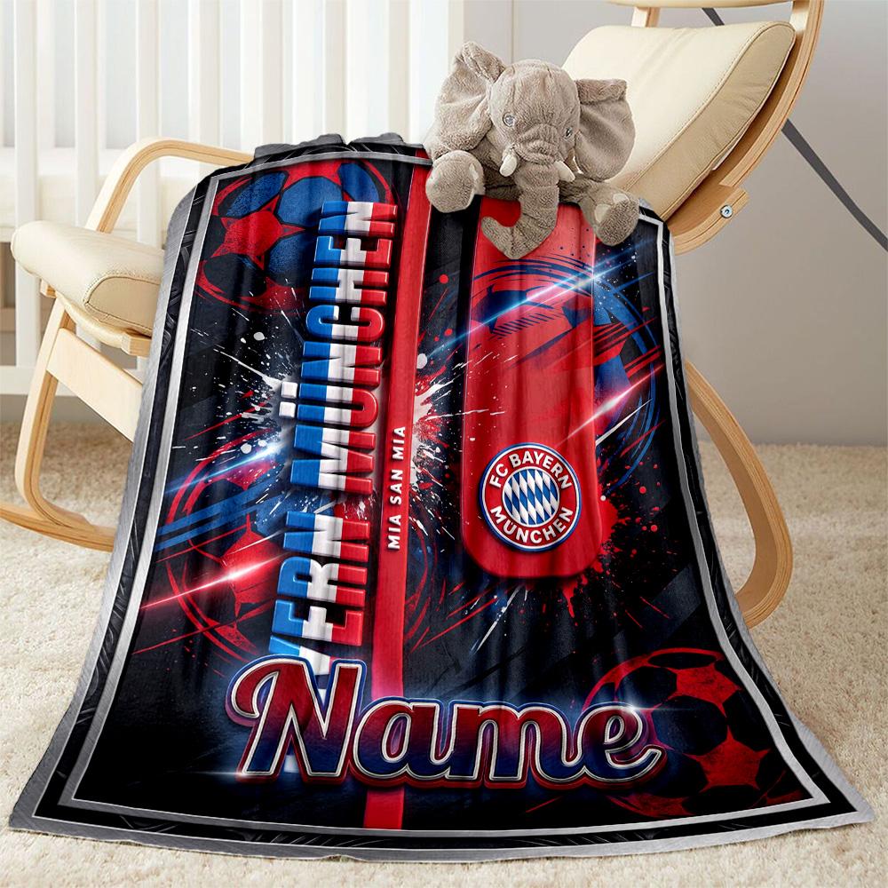 Bayern Munich Celebration Personalized Text Blanket Gift Customizable Blanket Warmthful Decor for Home Decor Office Nap Bedding for All Occasions