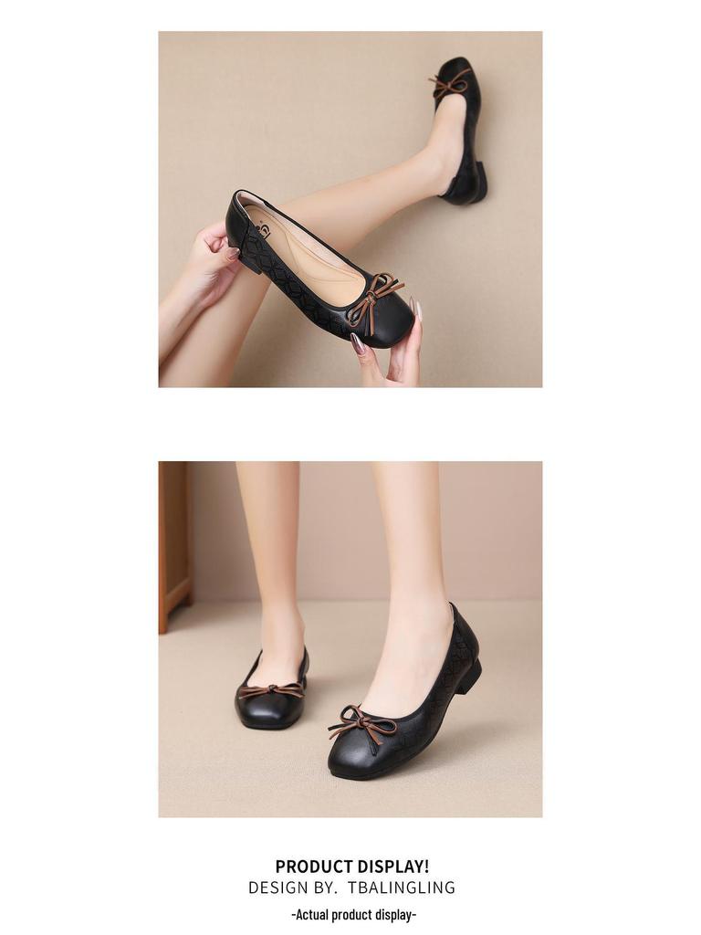 Dámske mokasíny z pravej kože s nízkym podpätkom, protišmykové - Mäkká podrážka a povrch pre pohodlie na jar a na jeseň