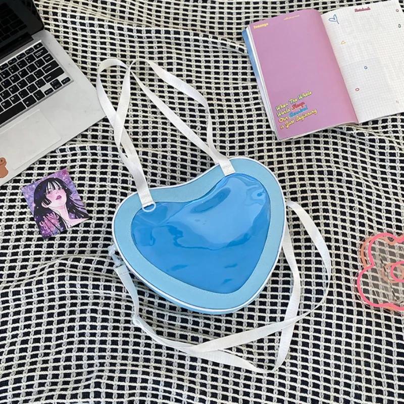 Love Heart Transparent Itabag Women JK Uniform Crossbody Bag Girls Purse And Handbag