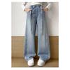 Autumn Cotton Bow Embroidery Girls Jeans Pants Solid Color Loose Wide Leg Trousers for Kids Girls Korean Soft Children Pants
