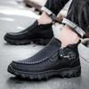Spot autumn and winter large size hand-stitched microfiber Martin boots casual cotton medium top men's shoes