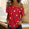 Damenmode Casual Print Sexy schulterfreies Kurzarm-T-Shirt-Oberteil