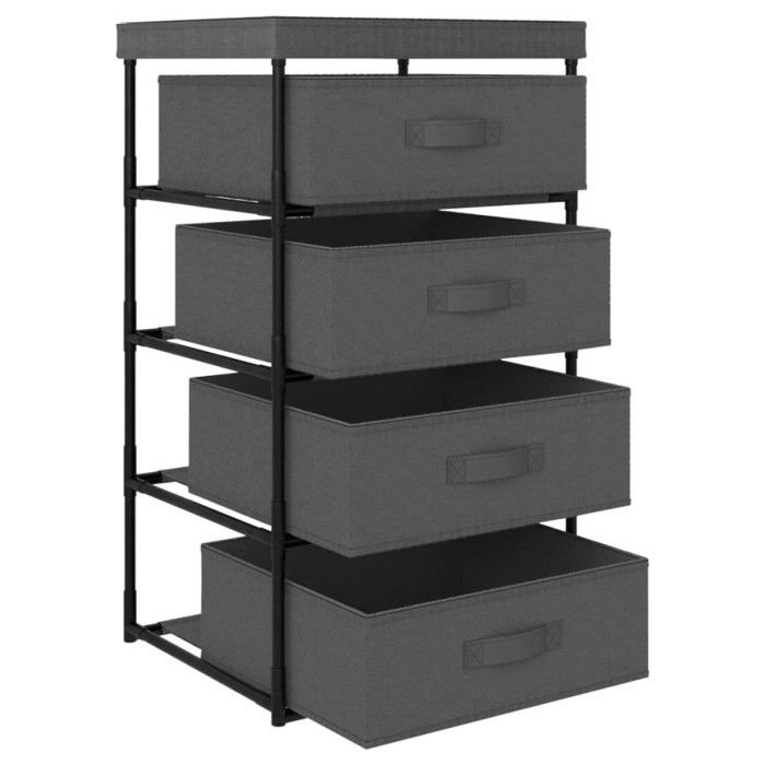 VidaXL Étagère de rangement avec 4 paniers en tissu Acier Gris