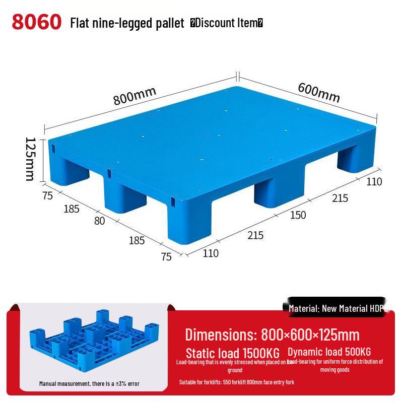 Warehouse Grid Plastic Pallet: Thickened Moisture-Proof Single-Sided Floor Mat for Logistics.